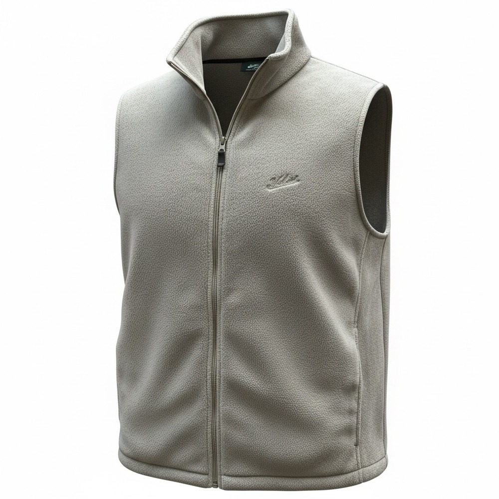 Woolrich Mens 2XL Gray Fleece Full Zip Vest Mock Neck Outdoor Layering